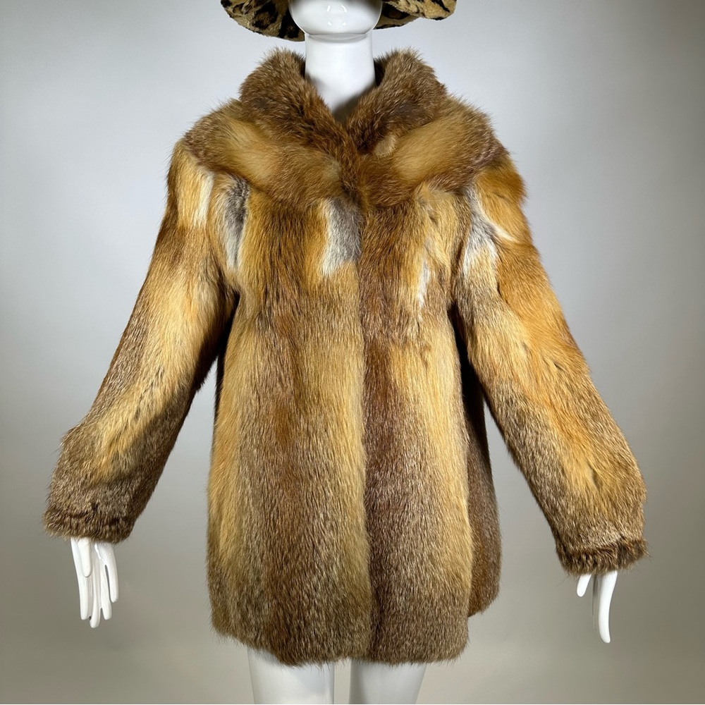 70’s Faux Fox Fur Coat Long Sleeve Collared Yellow Size 2-4 Petite